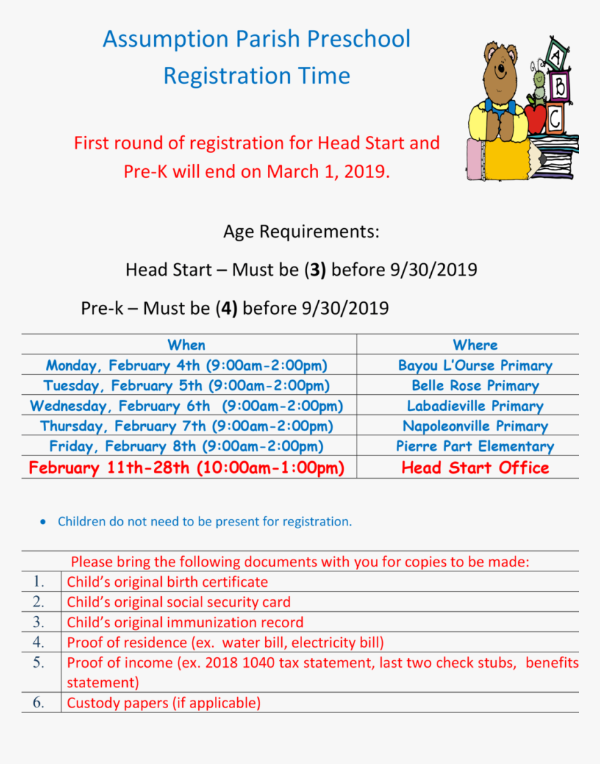 Apsb Pre K Registration Flyer 2019 Round 1 1, HD Png Download, Free Download