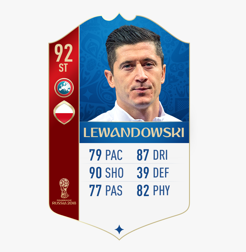 Robert Lewandowski Fifa 18 World Cup Rating - Fifa 18 Ultimate Team Fifa World Cup, HD Png Download, Free Download