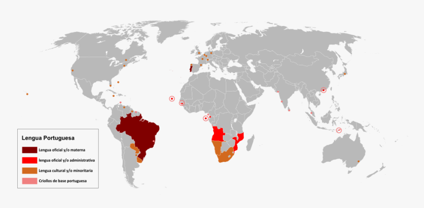 Mapa Lengua Portuguesa - India And New Zealand Map, HD Png Download, Free Download