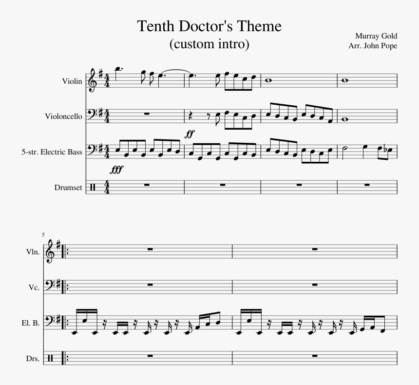 10th Doctor Theme Piano Sheet Music, HD Png Download, Free Download