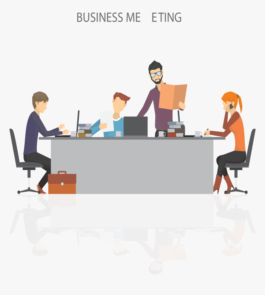 Businessman Vector Png -new Business Meeting Clip Art - Busy Office Background Cartoon, Transparent Png, Free Download