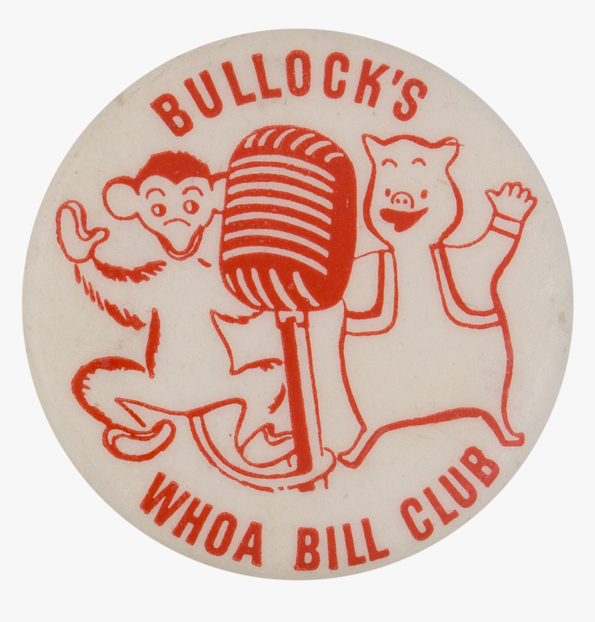 Bullock"s Whoa Bill Club Monkey And Pig Club Button - Cartoon, HD Png Download, Free Download