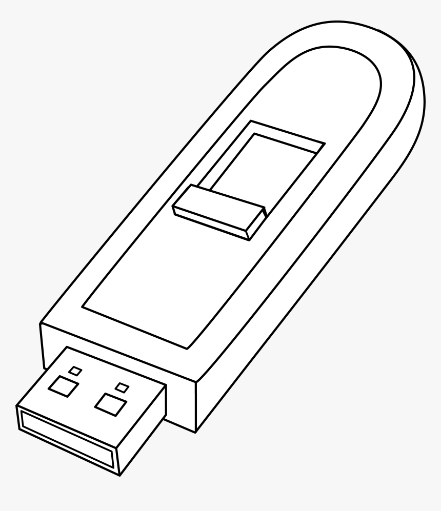 Flash Drive Line Art - Draw A Flash Drive, HD Png Download, Free Download