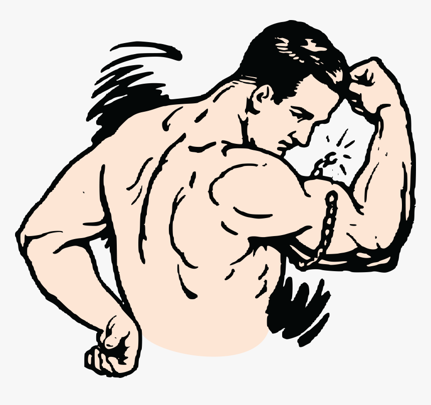 Free Clipart Of A Man Flexing And Breaking A Chain - Man Flexing Muscles Clipart, HD Png Download, Free Download