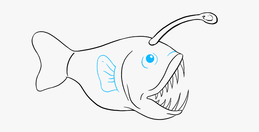 Clip Art How To Draw An - Angler Fish Drawing Easy, HD Png Download, Free Download