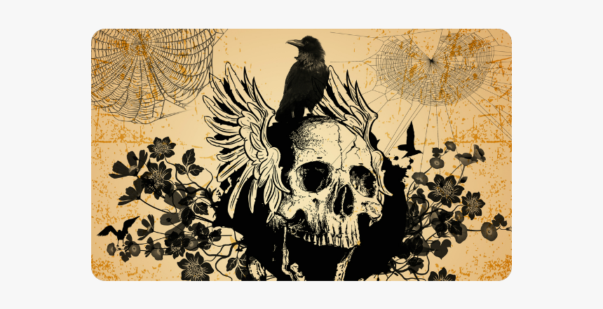 Awesome Skull With Crow Doormat 30"x18" - Skull, HD Png Download, Free Download