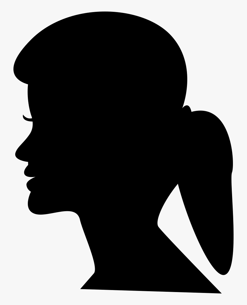 Female Head Silhouette With Ponytail - Girl Shadow Image Side View, HD Png Download, Free Download