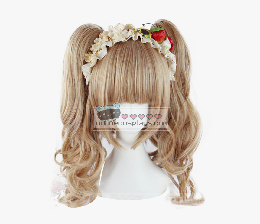 Honey Brown Lolita Double Pony Tail Curly Wig Oc2281 - Blond, HD Png Download, Free Download