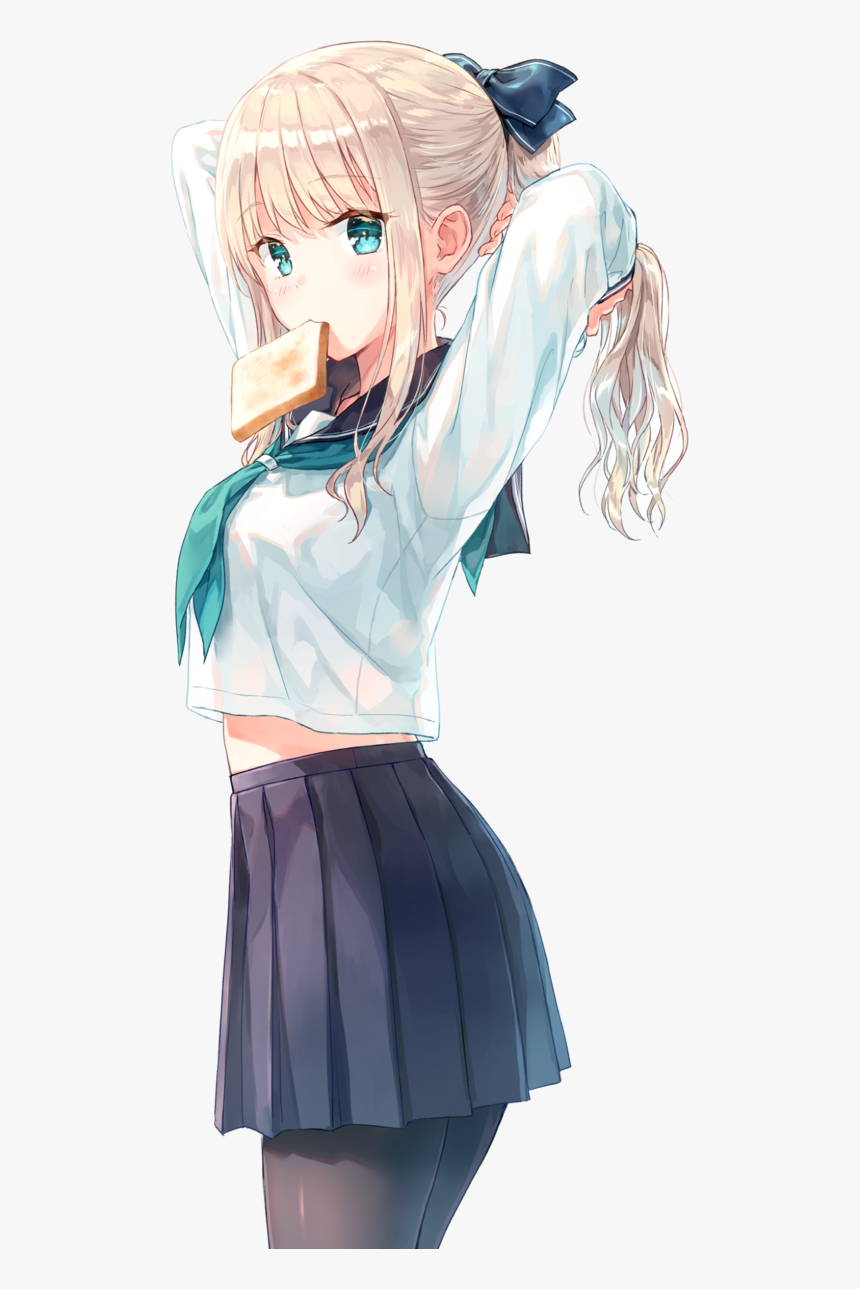 #anime #girl #school #ponytail #cute - Anime Girl With Ponytail, HD Png Download, Free Download