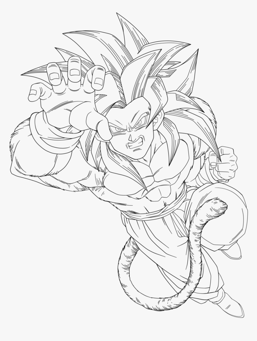 How To Draw Dbz Goku Ssj4 Sketch Coloring Page - Goku Ssj4 Coloring Pages, HD Png Download, Free Download