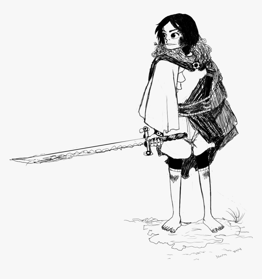 Drawn Samurai Swordsman - Sketch, HD Png Download - kindpng