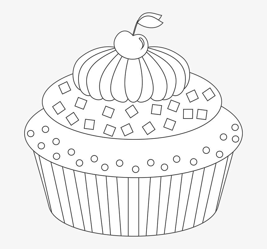 Cupcake, Pastel, Postre, Escarcha, Muffin - คั พ เค้ก ขาว ดำ, HD Png Download, Free Download