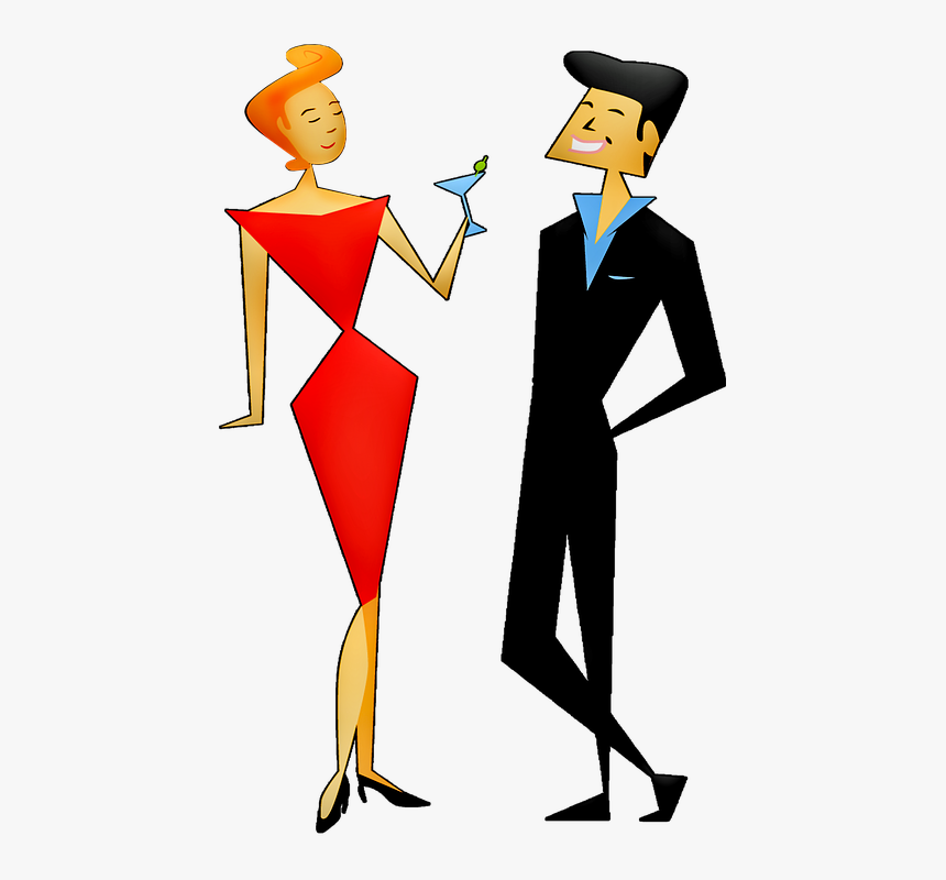 Man And Woman, Party, Retro Man, Retro Woman - Woman And Man Illustration Png, Transparent Png, Free Download