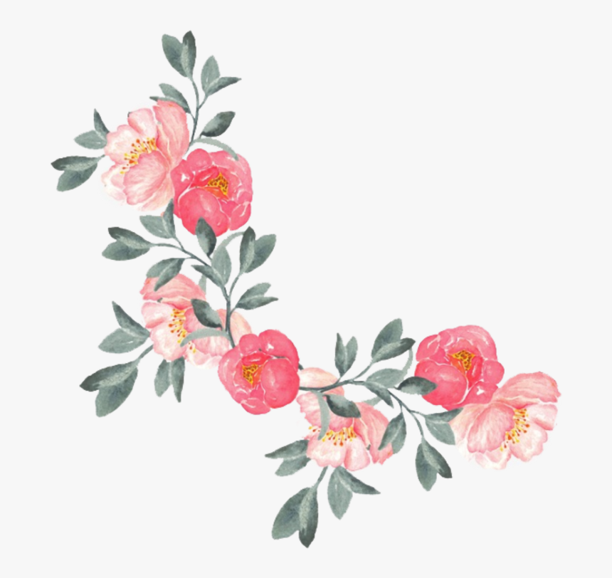 #flower #pink #red #leaf #branch #cherryatelier #freetoedit - Hand Painted Flowers Png, Transparent Png, Free Download