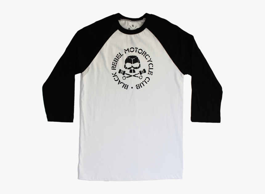 Skull & Pistons White & Black Raglan - Black Rebel Motorcycle Club, HD Png Download, Free Download