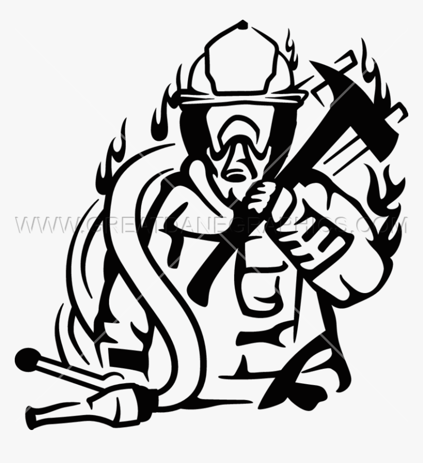 Download Fireman Graphic Black And White Clipart Firefighter - Fireman Clipart Black And White, HD Png Download, Free Download