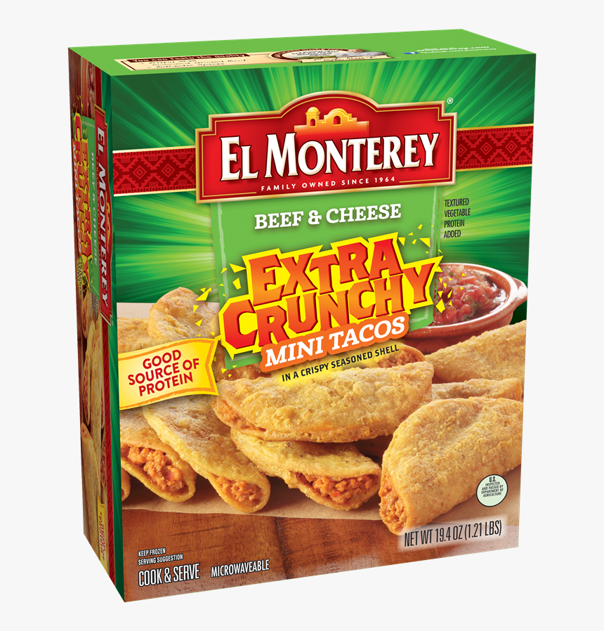 Extra Crunchy Beef & Cheese Mini Taco - El Monterey Extra Crunchy Tacos, HD Png Download, Free Download