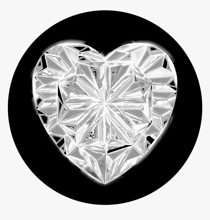 Crystal Heart - Black And White Photo Crystal Heart, HD Png Download, Free Download