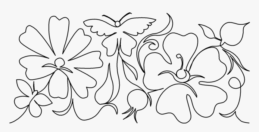 Butterfly And Rose - Line Art, HD Png Download, Free Download