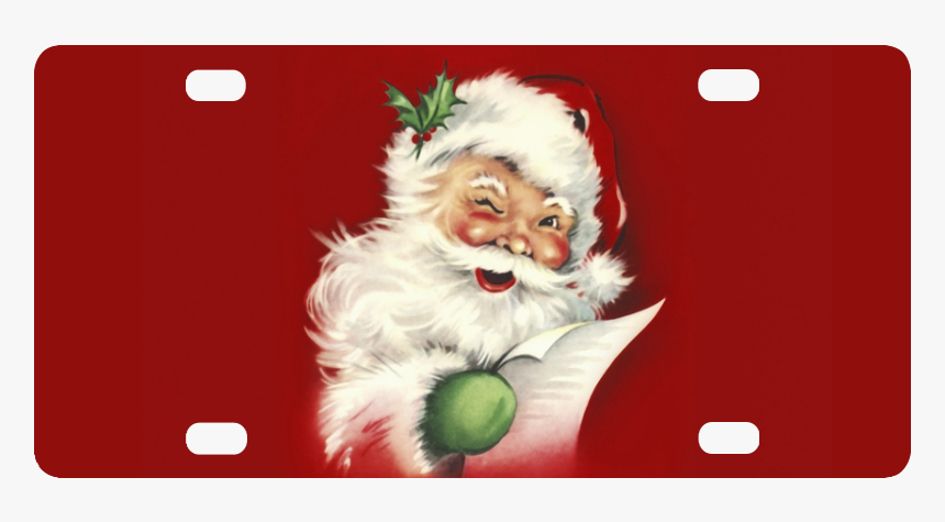 A Beautiful Vintage Santa Claus Classic License Plate - Santa Claus Pictures Round, HD Png Download, Free Download