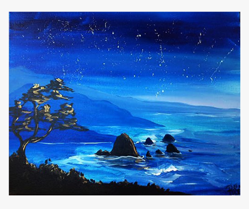 Sea At Night Drawing, HD Png Download, Free Download