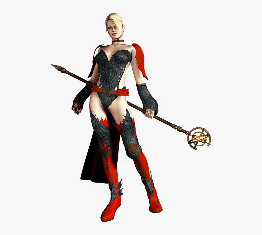 Girl, Warrior, Blond, Fantasy, Weapon, Armor, 3d, Red - Warrior, HD Png Download, Free Download