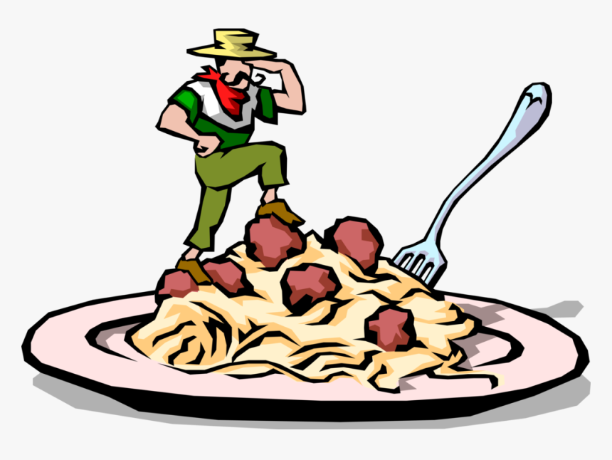Vector Illustration Of Italian Cuisine Chef Conquers - Spaghetti Dinner Clip Art, HD Png Download, Free Download