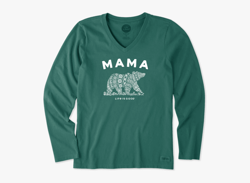 Women"s Tribal Mama Bear Long Sleeve Crusher Vee - Life Is Good, HD Png Download, Free Download