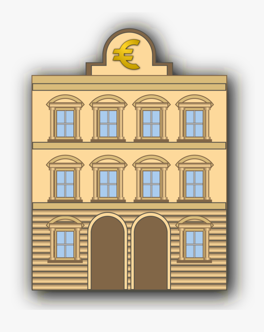 Bank Building With Euro Sign - Bank Building Clipart, HD Png Download, Free Download