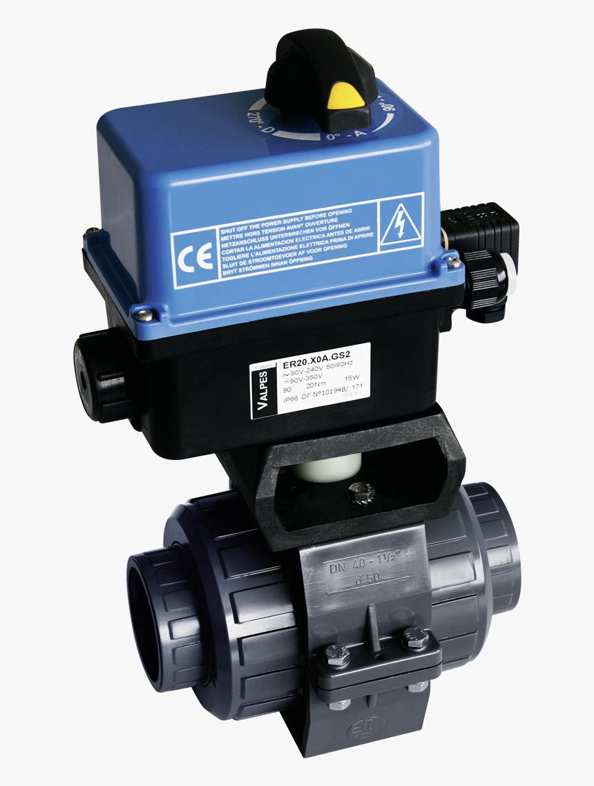 Praher 2 Way Ball Valve S4 With Valpes Actuator, Grey, - Pump, HD Png Download, Free Download