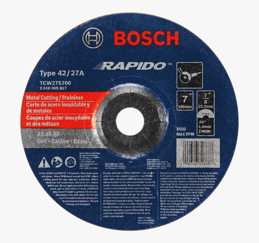 Tcw27s700 7 In - 7 Stainless Cutting Wheel Bosch, HD Png Download, Free Download