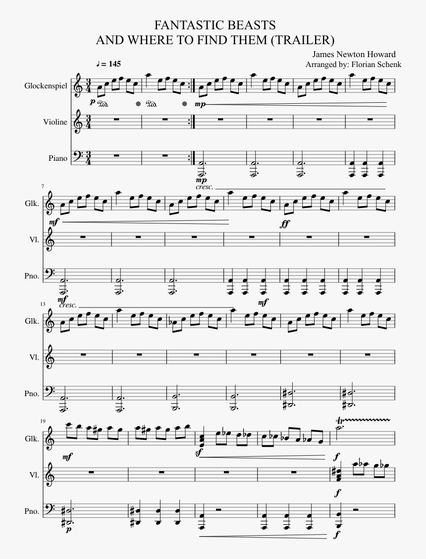 Fantastic Beasts Violin Sheet Music, HD Png Download, Free Download