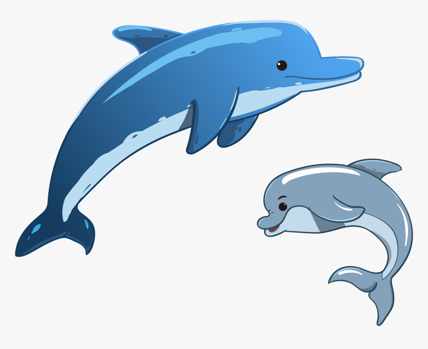 Clip Art Cartoon Dolphins - Whale And Dolphin Cartoon, HD Png Download, Free Download