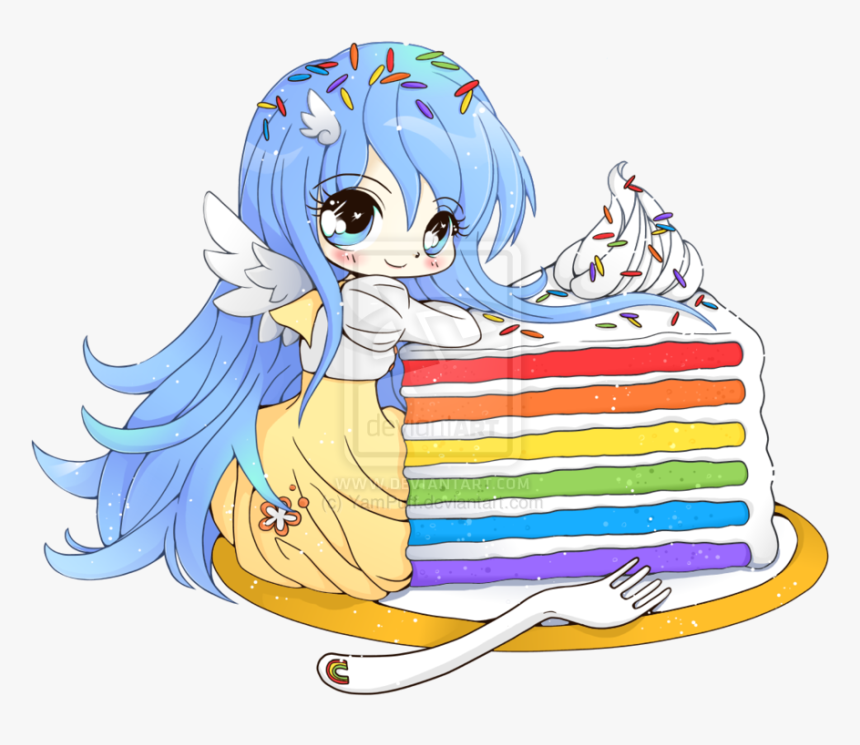Chibi Clipart Food - Rainbow Cake Luna, HD Png Download, Free Download