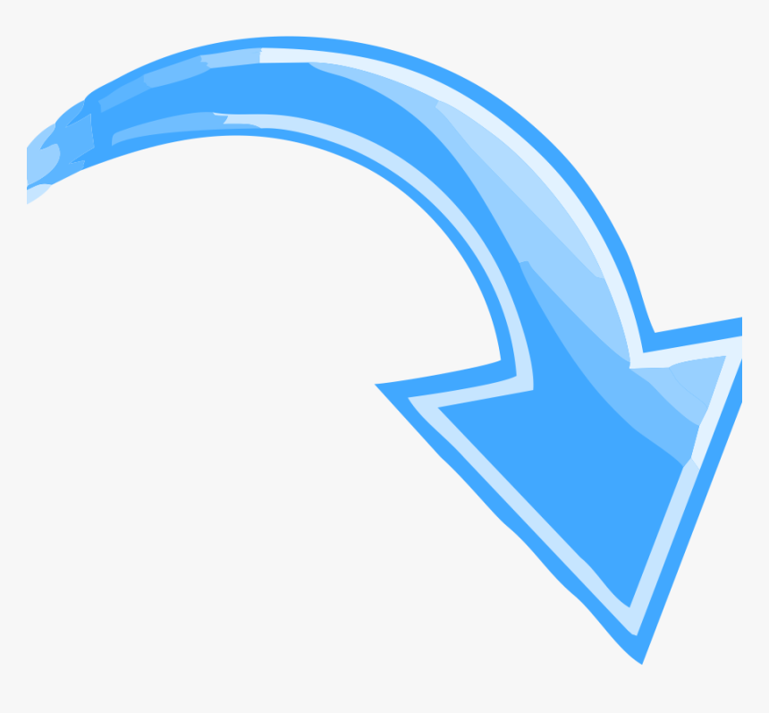 Blue Curved Arrow Transparent Pointing Down Right The - Arrow Pointing Down Right, HD Png Download, Free Download