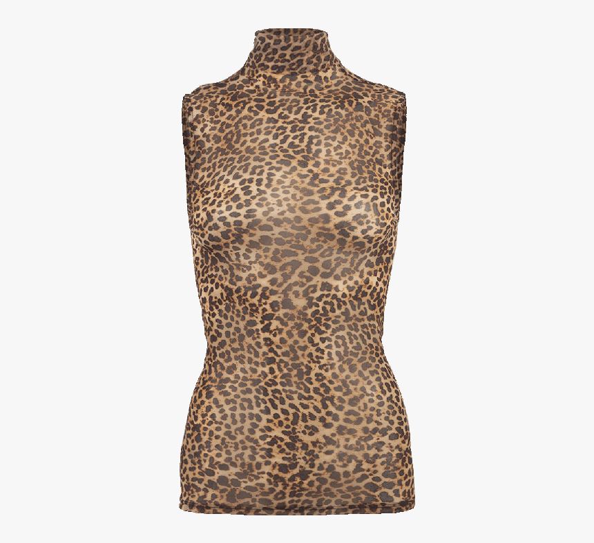 Enza Costa Sleeveless Leopard Print Mesh Turtleneck - Pattern, HD Png Download, Free Download