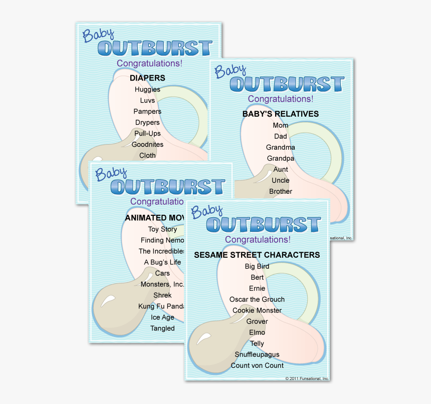 Printable Baby Shower Outburst Cards - Tous, HD Png Download, Free Download