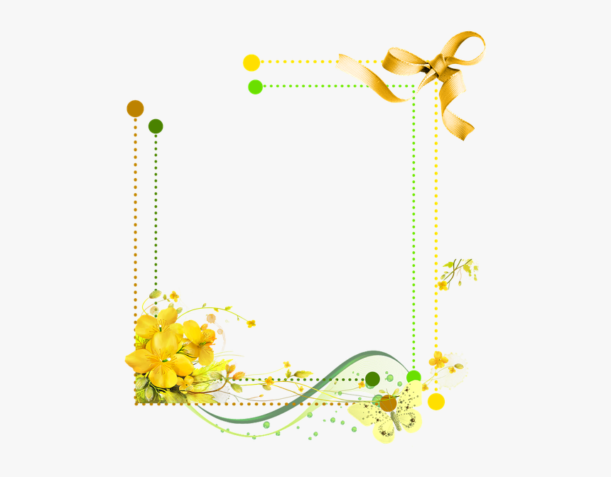 Frame, Framework, Yellow, Bow, Wave - Frame Floral Amarelo Png, Transparent Png, Free Download