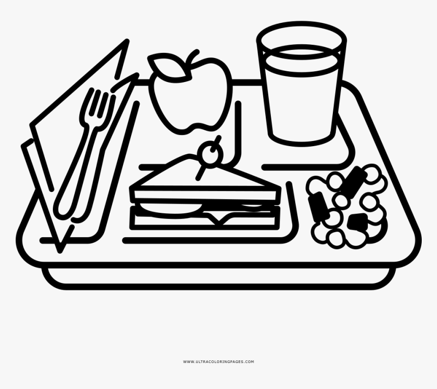 Transparent Food Tray Png - School Lunch Clipart Black And White, Png Download, Free Download