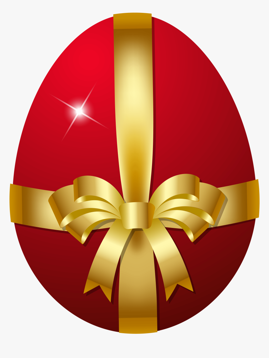 Red Easter Egg With Bow Png Clip Art Image - Red Easter Egg Clipart, Transparent Png, Free Download