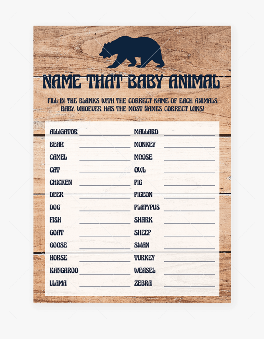 Transparent Animal Shelter Clipart - Free Printable Name The Baby Animal Game, HD Png Download, Free Download