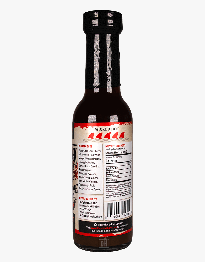 The Spicy Shark Megalodon Carolina Reaper Hot Sauce"
 - Glass Bottle, HD Png Download, Free Download