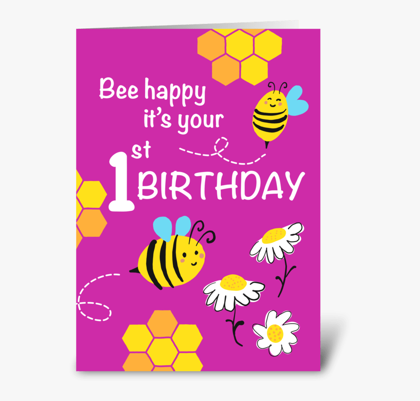 Bee Happy 1st Birthday Greeting Card - 1st Barithday Greetings Card, HD Png Download, Free Download