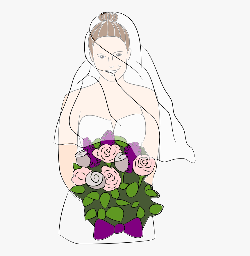 Bride Clipart , Png Download - Wedding Girl With Flowers Clipart, Transparent Png, Free Download