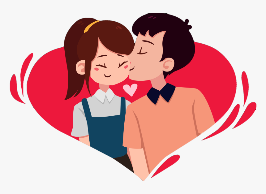 Cartoon Love Couple Png Romantic Images - Valentines Day Couple Clipart, Tr...