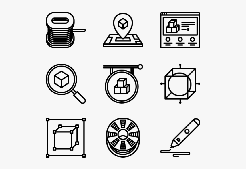 3d Printer - Hand Drawn Social Media Icons Png, Transparent Png, Free Download