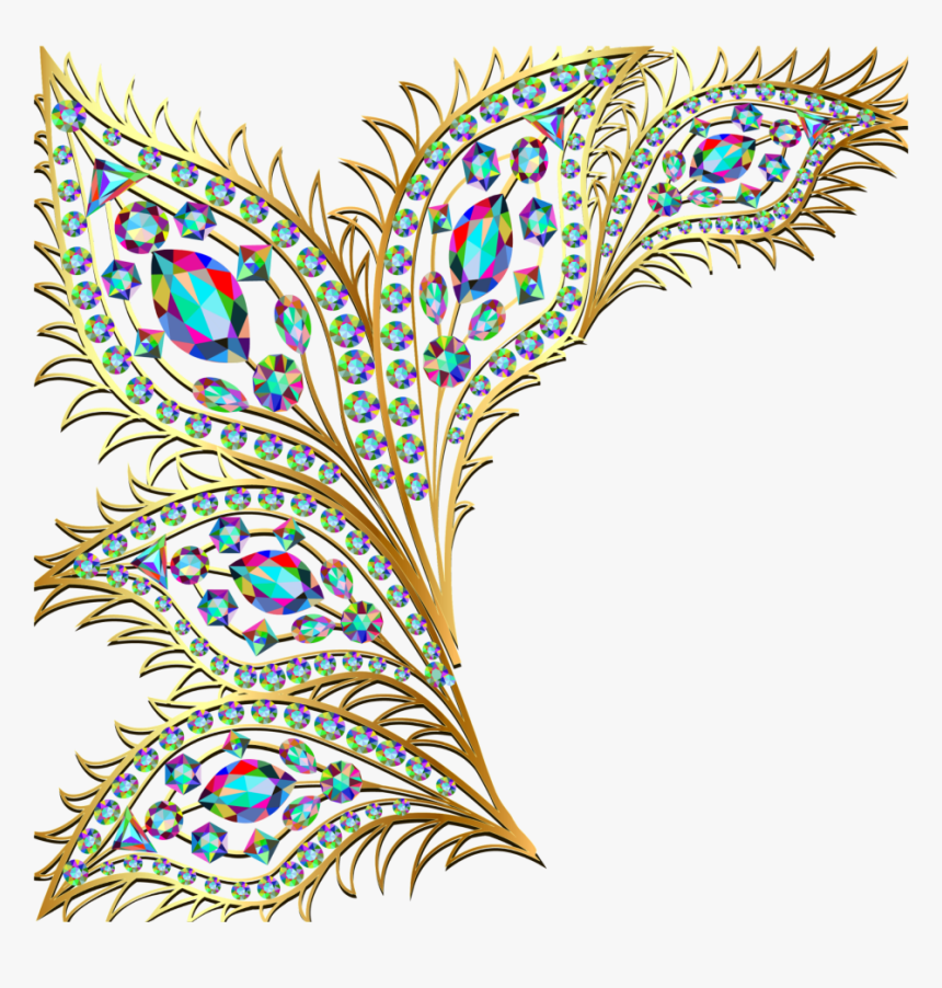 #mq #gold #peacock #feathers #diamond #diamonds - Peacock Feather Wedding Png, Transparent Png, Free Download