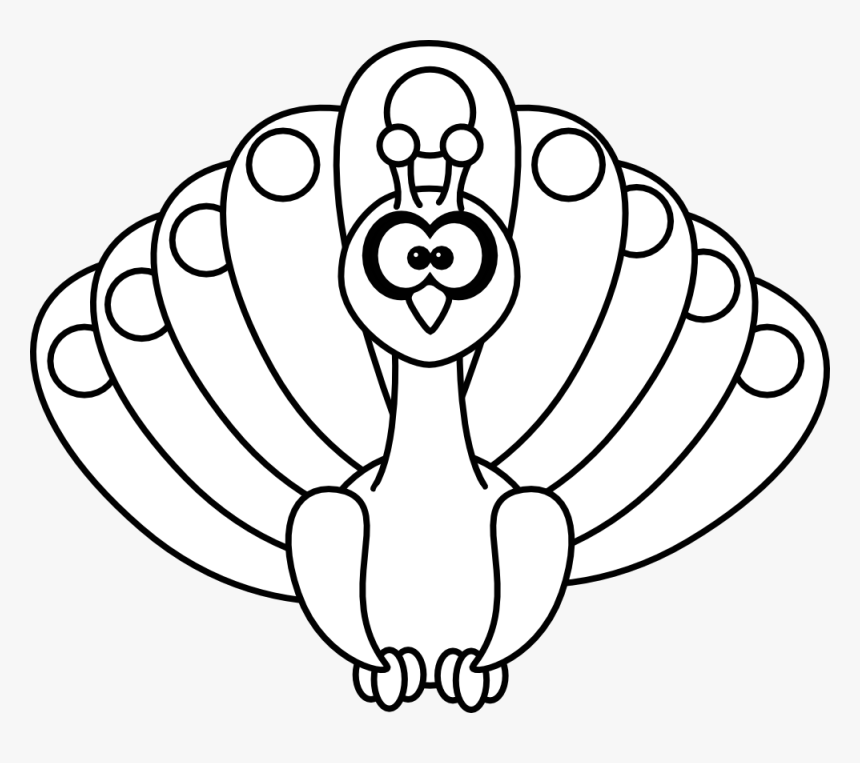 Free Download Clip Art - Peacock Cartoon Black And White, HD Png Download, Free Download