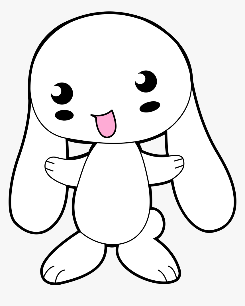 Cute Bunny Cartoon Black And White, HD Png Download, Free Download
