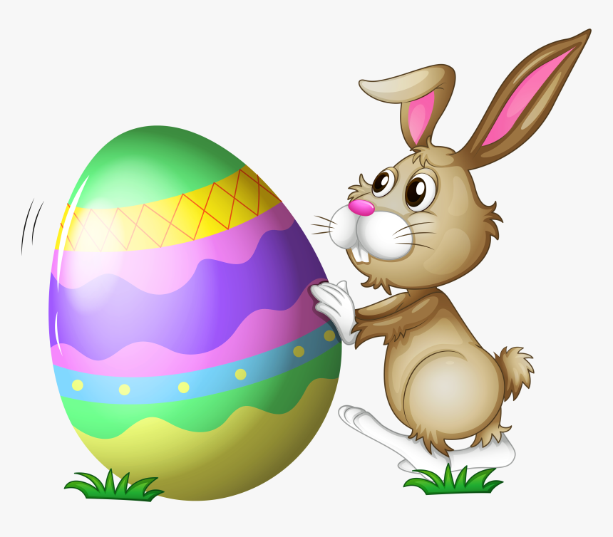 Colorful Easter With Bunny Png - Oeuf Lapin De Paques, Transparent Png, Free Download